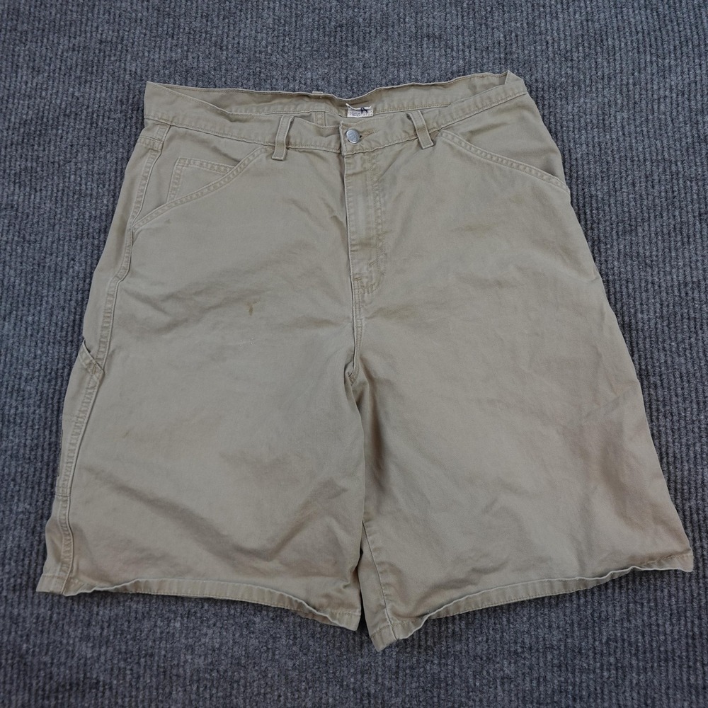 Vintage Levis L2 Baggy Shorts Mens 34 Beige Cotton Canvas Relaxed Y2K